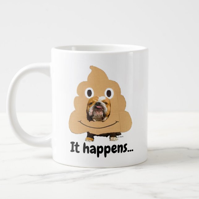 Hund in Gekackt Emoji-Kostüm Jumbo-Tasse (Links)