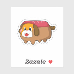 Hund in Hotdog Aufkleber