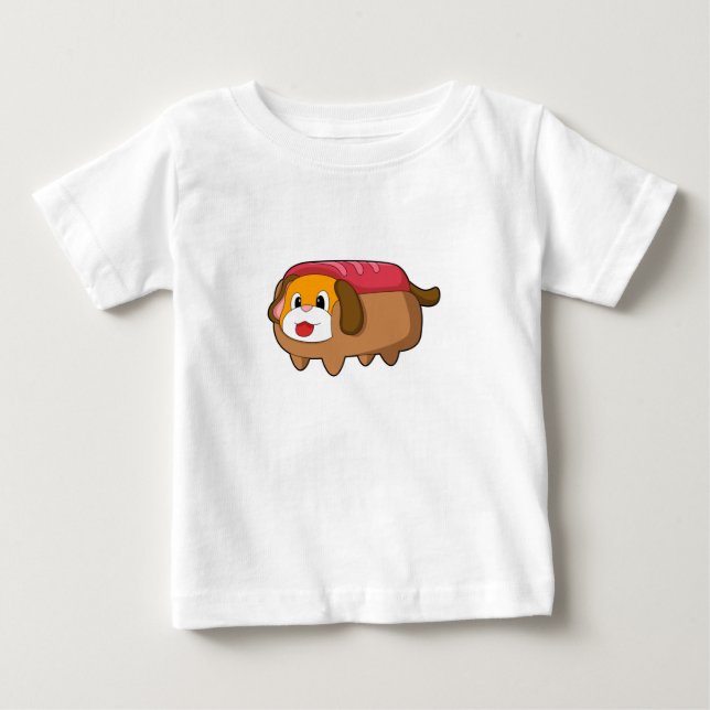 Hund in Hotdog Baby T-shirt (Vorderseite)