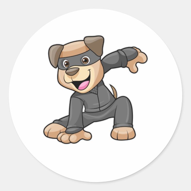 Hund in Ninja Kostüm Runder Aufkleber (Vorderseite)
