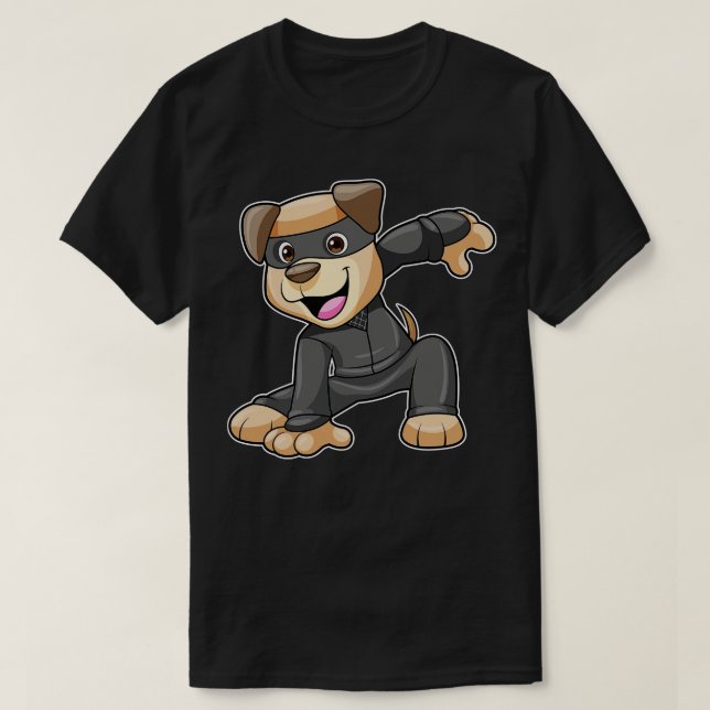 Hund in Ninja Kostüm T-Shirt (Design vorne)