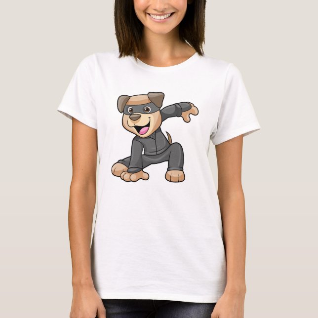 Hund in Ninja Kostüm T-Shirt (Vorderseite)