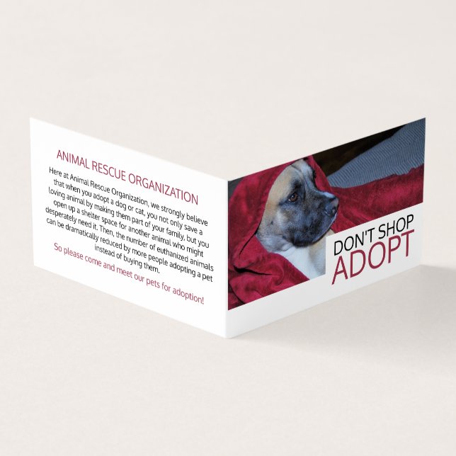 Hund in Roter Blanket, Adoption des Hauses im Deta Visitenkarten (Vorderseite)