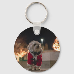 Hund in Santa-Kostüm Schlüsselanhänger