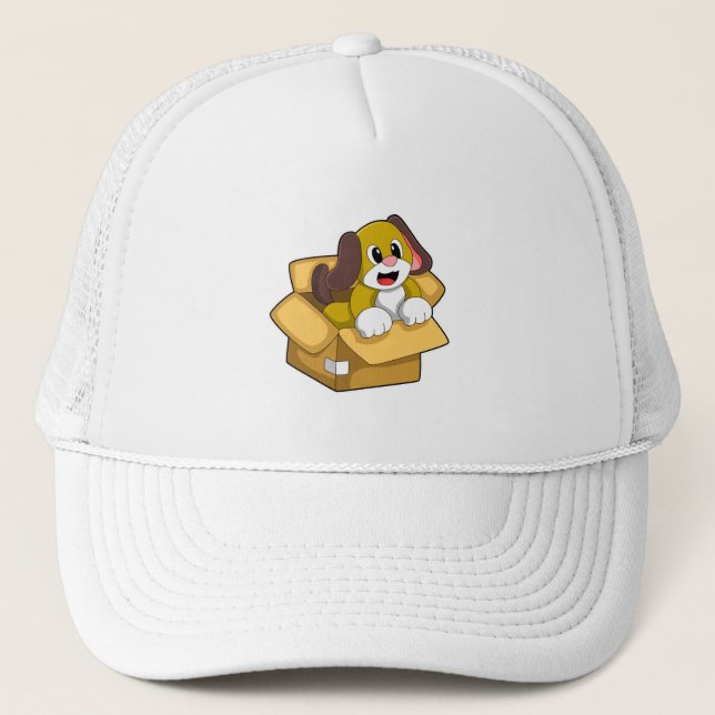 Hund in Schachtel Truckerkappe (Vorderseite)