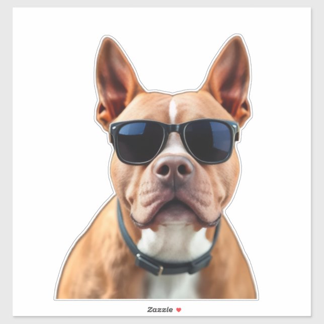 Hund in Sonnenbrille, kundenspezifisch geschnitten Aufkleber (Blatt)