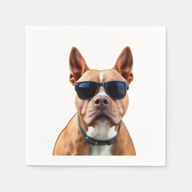 Hund in Sonnenbrille Papier Napkin Serviette (Vorderseite)