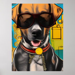 Hund in Sonnenbrille Poster