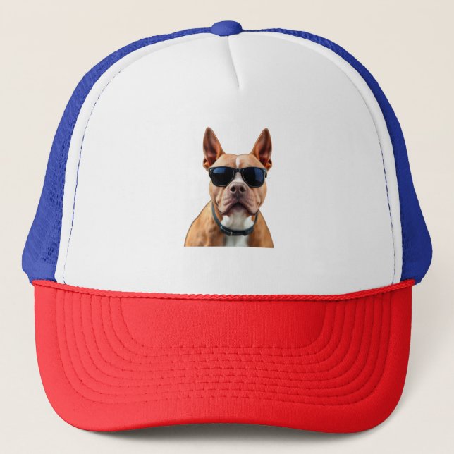 Hund in Sonnenbrille Trucker Hat Truckerkappe (Vorderseite)