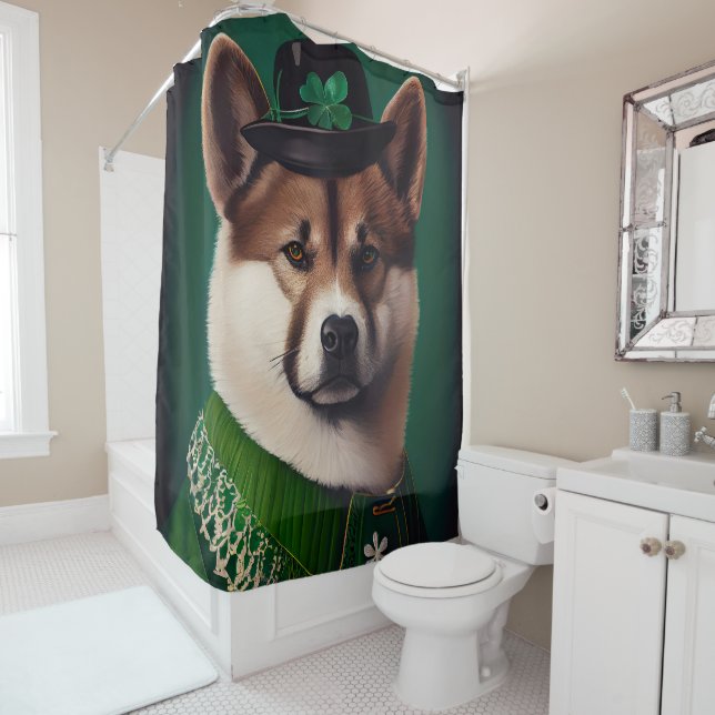 Hund in St. Patrick's Day Dress Duschvorhang (Beispiel)