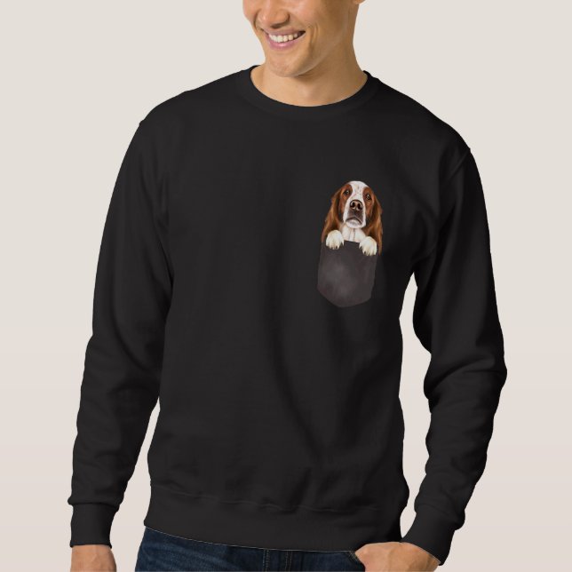 Hund in Taschen Hund irisch rot und weiß Setter Sweatshirt (Vorderseite)
