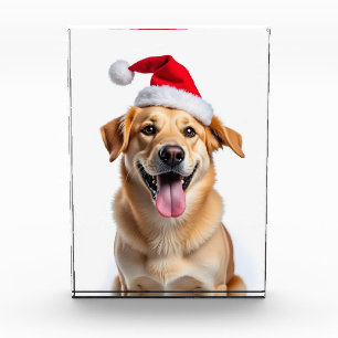 Hund in Weihnachtsmannmütze Fotoblock