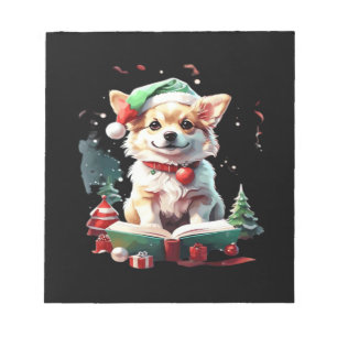Hund in Weihnachtsmütze mit Büchern - Ein perfekte Notizblock