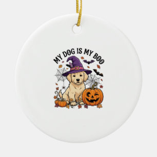Hund ist Boo Halloween Hexe Welpe Kürbis_1 Keramik Ornament