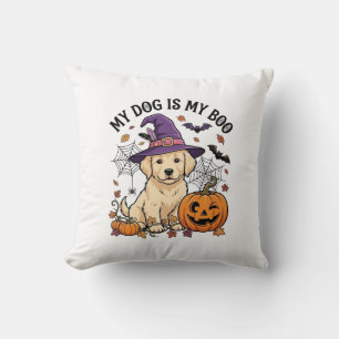 Hund ist Boo Halloween Hexe Welpe Kürbis_1 Kissen