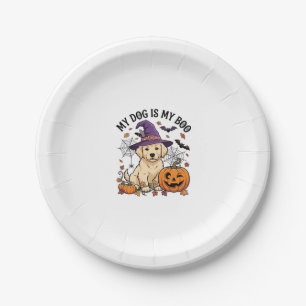 Hund ist Boo Halloween Hexe Welpe Kürbis_1 Pappteller