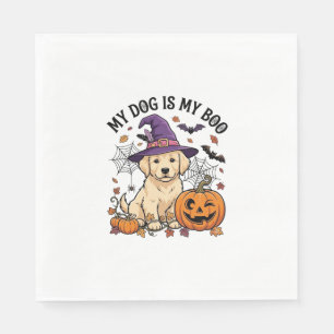 Hund ist Boo Halloween Hexe Welpe Kürbis_1 Serviette