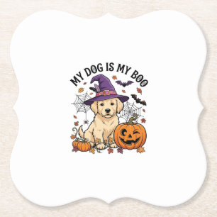 Hund ist Boo Halloween Hexe Welpe Kürbis_1 Untersetzer