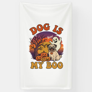 Hund ist Boo Halloween Mops Geist Kürbisse_1 Banner