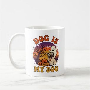 Hund ist Boo Halloween Mops Geist Kürbisse_1 Kaffeetasse