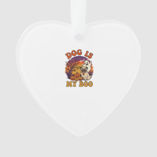 Hund ist Boo Halloween Mops Geist Kürbisse_1 Ornament
