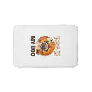 Hund ist Boo Pug Halloween Geist Kürbis Badematte