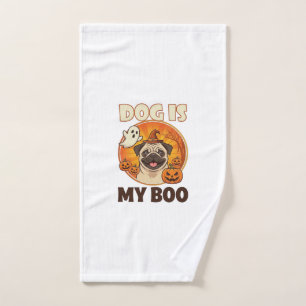 Hund ist Boo Pug Halloween Geist Kürbis Handtuch