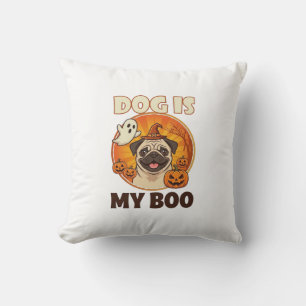 Hund ist Boo Pug Halloween Geist Kürbis Kissen
