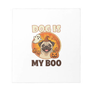 Hund ist Boo Pug Halloween Geist Kürbis Notizblock