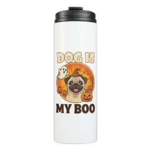 Hund ist Boo Pug Halloween Geist Kürbis Thermosbecher