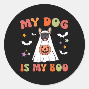 Hund ist Boo Schwarz Französische Bulldogge Hallow Runder Aufkleber