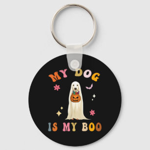 Hund ist Boo_ Süßer, groovy gruseliger Halloween-H Schlüsselanhänger