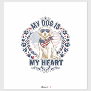 Hund ist Herz Amerikanische Flagge Sonnenbrille_1 Aufkleber
