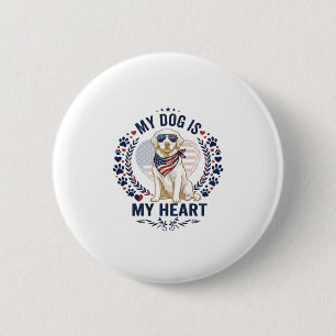 Hund ist Herz Amerikanische Flagge Sonnenbrille_1 Button