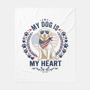 Hund ist Herz Amerikanische Flagge Sonnenbrille_1 Fleecedecke