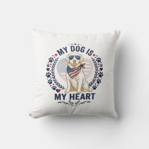 Hund ist Herz Amerikanische Flagge Sonnenbrille_1 Kissen