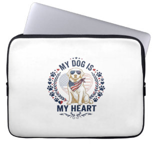 Hund ist Herz Amerikanische Flagge Sonnenbrille_1 Laptopschutzhülle