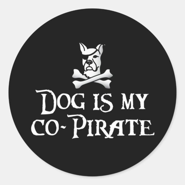 Hund ist mein Co-Pirate Runder Aufkleber (Vorderseite)