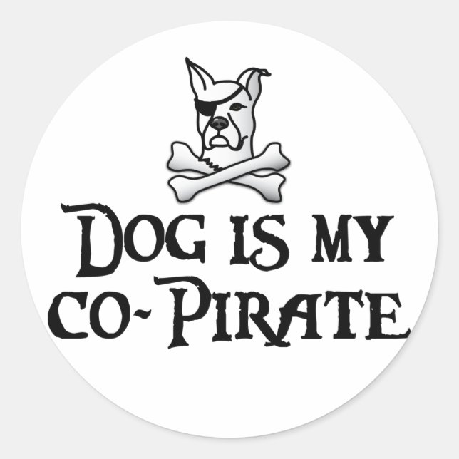 Hund ist mein Co-Pirate Runder Aufkleber (Vorderseite)