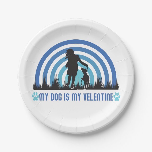 Hund ist mein Valentin, mein Hund mein Valentinin Pappteller (Vorderseite)