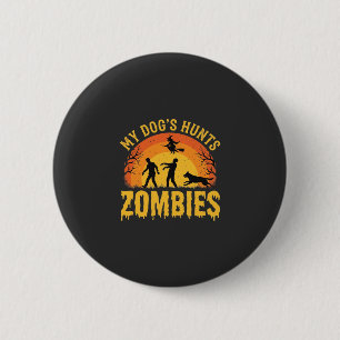Hund jagt Zombies Halloween-Design Button