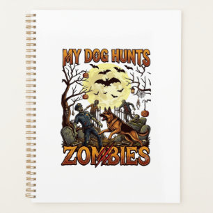 Hund jagt Zombies Halloween Deutscher Schäferhund Planer