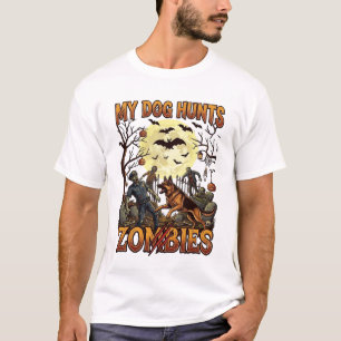 Hund jagt Zombies Halloween Deutscher Schäferhund T-Shirt