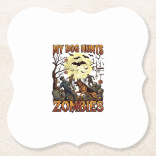 Hund jagt Zombies Halloween Deutscher Schäferhund Untersetzer