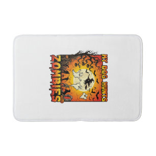 Hund jagt Zombies Halloween Geister Hexe Mond Badematte