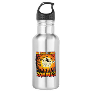 Hund jagt Zombies Halloween Geister Hexe Mond Edelstahlflasche