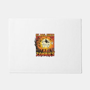 Hund jagt Zombies Halloween Geister Hexe Mond Fußmatte