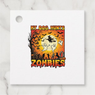 Hund jagt Zombies Halloween Geister Hexe Mond Geschenkanhänger