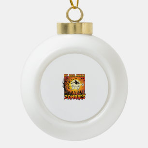 Hund jagt Zombies Halloween Geister Hexe Mond Keramik Kugel-Ornament