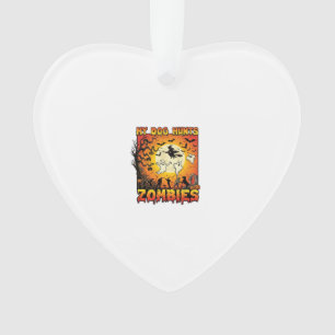 Hund jagt Zombies Halloween Geister Hexe Mond Ornament